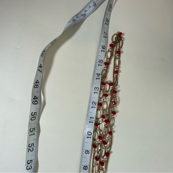 Vintage Red Bead and Antiqued Gold Tone Necklace - Picture 6 of 6